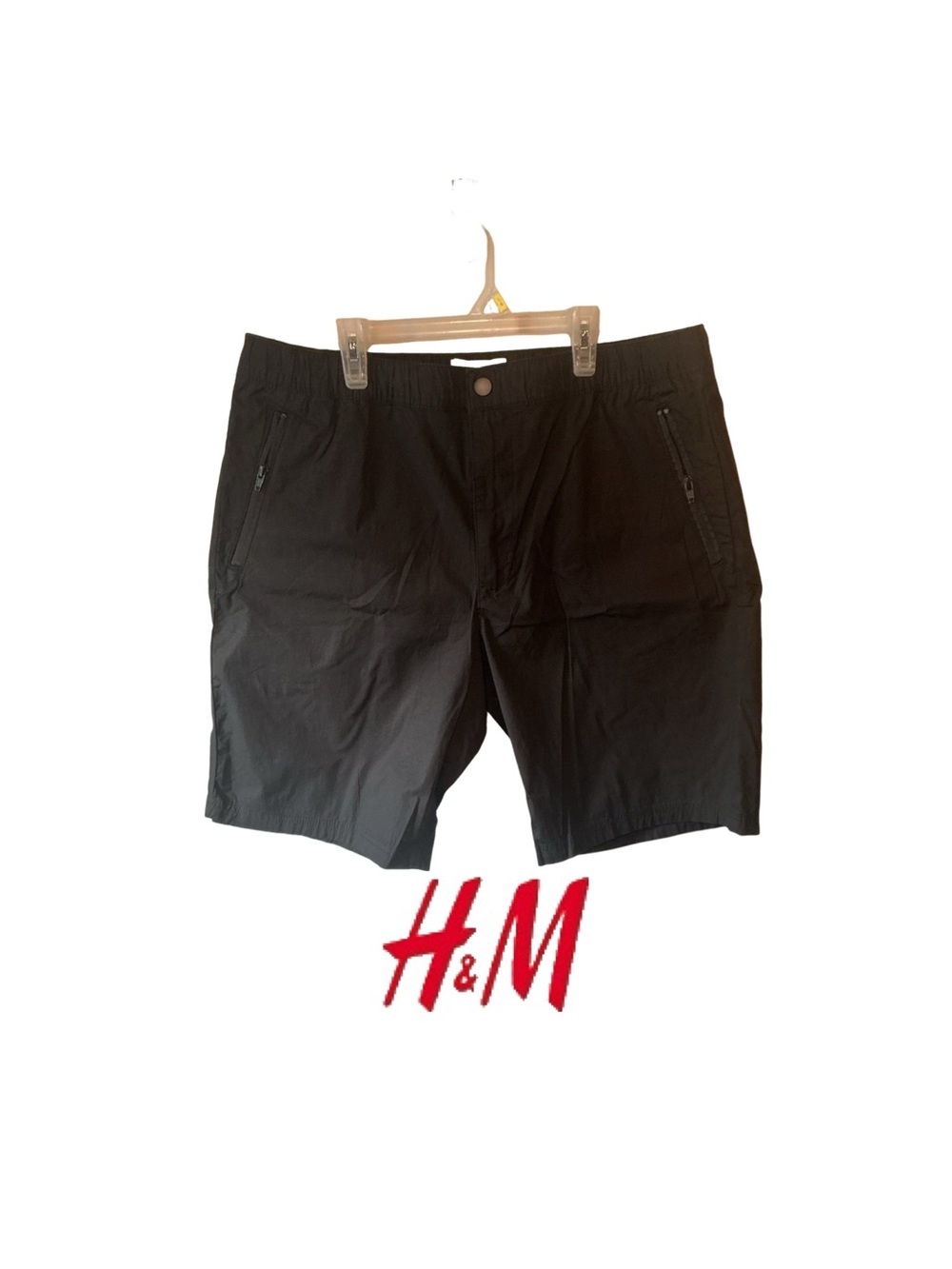 H&M L.O.G.G. Label Men's Black Tie-waist Zip-Pocket Hybrid Shorts - NWT